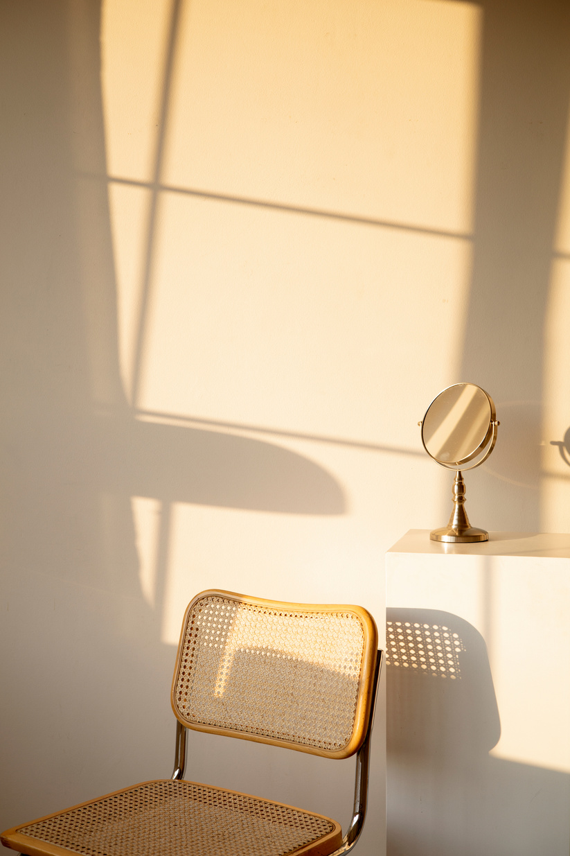 White and Yellow Chair beside White Wall